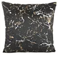 Poszewka na poduszkę 45x45 cm czarna z szenilowej tkaniny z wytłaczanym wzorem roślinnym DORI