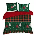 Pościel świąteczna 220x200 cm bawełniana kolor zielony, czerwony z motywem kraty FELIKS