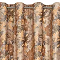 Zasłona rudo, stalowa w kwiaty z welwetu 140x250 cm przelotka - DIANA