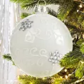 Bombka choinkowa ręcznie zdobiona ornamentowym wzorem i aplikacją z kryształków