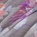 Zasłona srebrno, różowa w kwiaty z etaminy 140x250 cm przelotka - SHERRY