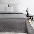Narzuta welwetowa srebrna 220x240 cm pikowana metodą hot press w geometryczny wzór LUIZ 5 Design 91
