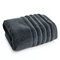 Ręcznik kąpielowy 50x90 cm kolor stalowy zdobiony prążkami z błyszczącej nici 500 g/m2 LUNARI
