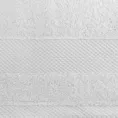 Ręcznik kąpielowy 70X140 cm bawełniany kolor biały z żakardową bordiurą w stylu eko 500 g/m2 LORITA