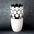 Wazon ceramiczny EMELIA zdobiony ażurowym wzorem w geometryczne kółka podkreślone srebrnym odcieniem