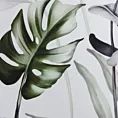 Bieżnik na stół biało, oliwkowy 85x85 cm welwetowy ELLEN zdobiony nadrukiem liści monstery DESIGN 92