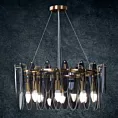 Lampa wisząca do salonu transparentno, grafitowa MARLA ze szklanymi zawieszkami z dymionego szkła, z regulacją wysokości