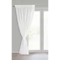 Komplet białych firan 2 szt zdobionych koronką z perełkami, troczek w zestawie 140x270 cm taśma LARISA