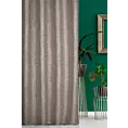 Zasłona szyta na taśmie 8 cm popielato złota z tkaniny o naturalnym splocie w pasy, z delikatnym połyskiem
