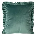 Poszewka na poduszkę 45x45 cm welwetowa, ciemnomiętowa zdobiona na brzegach falbanami VELVET 25 Eurofirany Premium