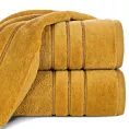 Ręcznik kąpielowy 70x140 cm bawełniany kolor musztardowy z kontrastującymi paseczkami 500 g/m2 SIBEL