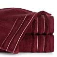 Ręcznik do rąk 30x50 cm bawełniany kolor bordowy zdobiony prążkami z błyszczącej nici 500 g/m2 LUNARI