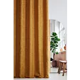 Zasłona szyta na taśmie 5 cm musztardowa z miękkiej tkaniny szenilowej o wyraźnym splocie z efektem melanżu