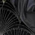 Bieżnik na stół czarno, złoty 35x180 cm welwetowy BLINK 14 z dużym wzorem wachlarzy w stylu art deco