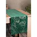 Bieżnik na stół ciemnozielono, złocisty 35x220 cm welwetowy BLINK 16 z dużym wzorem liści