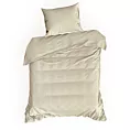 Pościel 140x200 cm satyna bawełniana kolor kremowy w drobne prążki VERA