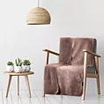 Narzuta, koc na fotel 70x160 cm jasnobrązowy z miękkiego polaru ze strukturą baranka TEDY Eurofirany Premium
