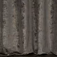 Zasłona szyta na taśmie 5 cm stalowo szampańska z tkaniny welwetowej z nadrukiem