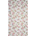 Zasłona biało, różowa zdobiona nadrukiem kwiatów 140x250 cm przelotka AVANI