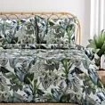 Pościel 160x200 cm bawełniana kolor zielony, biały z wzorem egzotycznych liści DAVOS