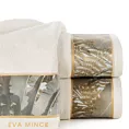 Ręcznik kąpielowy 70x140 cm bawełniany kolor beżowy z designerską bordiurą 500 g/m2 EVA 17 Eva Minge