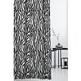 Zasłona szyta na taśmie 5 cm biało czarna z miękkiej tkaniny z nadrukiem, wzór w zebrę