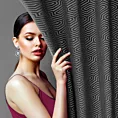 Zasłona welwetowa czarna we wzór geometryczny 140x250 przelotka - INGA - Pierre Cardin