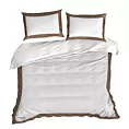 Pościel 160x200 cm bawełniana z makosatyny kolor biały, brązowy z kontrastującą kantą Reina Line