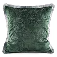 Poszewka na poduszkę 45x45 cm ciemnozielono, srebrna z haftowanym świątecznym motywem i ozdobnymi frędzlami