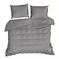 Pościel 220x200 cm satyna bawełniana kolor stalowy w drobne prążki VERA