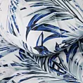 Pościel 160x200 cm kolor biały, ciemnoniebieski zdobiona egzotycznym wzorem liści ALANA