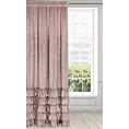 Zasłona welwetowa pudrowo różowa zdobiona falbanami 140x270 cm taśma - CHARLOTTE