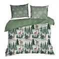 Pościel świąteczna 160x200 cm bawełniana kolor jasnozielony, biały z motywem zimowego lasu FOREST