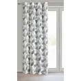 Zasłona biało, brązowa zdobiona nadrukiem liści z etaminy 140x250 cm przelotka - AMElA