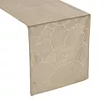 Bieżnik na stół beżowo, złocisty 35x140 cm welwetowy BLINK 13 z dużym wzorem lilii wodnej