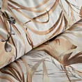 Pościel 220x200 cm bawełniana kolor biały, brązowy z wzorem botanicznym POLA
