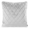 Poszewka na poduszkę 45x45 cm welwetowa, srebrna pikowana we wzór karo z ozdobną wypustką VELVET 27 Eurofirany Premium