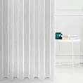 Firana szyta na taśmie 5 cm jasnoszara z tkaniny w pionowe, cienkie pasy, wykończona obciążnikiem