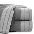 Ręcznik do rąk 30x50 cm bawełniany kolor stalowy,srebrny w miękkie pasy i podkreślony żakardową bordiurą 500 g/m2 PATI