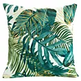 Poszewka na poduszkę 40x40 cm welwetowa biało, zielona z nadrukiem z motywem egzotycznych liści DAVOS