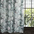 Zasłona stalowo, kremowa z motywem malowanych magnolii 140x270 cm taśma - GRACJA