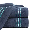 Ręcznik kąpielowy 70x140 cm bawełniany kolor granatowy z ozdobnym stębnowaniem na bordiurze 500 g/m2 FIORE