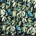 Zasłona czarno, zielona zaciemniająca w kwiaty 140x250 cm przelotka - LONI