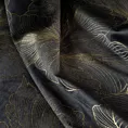 Zasłona czarna w złote kwiaty z błyszczącego welwetu 140x250 cm przelotka - STELLA