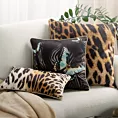 Poszewka na poduszkę 60x60 cm welwetowa czarno, brązowa z designerskim nadrukiem i wypustką na brzegach EVA 15 A Eva Minge