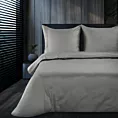 Pościel 140x200 cm z bawełny, makosatyny kolor stalowy z ozdobną kantą i haftem kolekcja MINGE ELEGANTE
