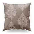 Poszewka szyta beżowa z tkaniny w klasyczny wzór ornamentowy z drobnym błyszczącym akcentem