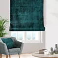 Roleta rzymska SAFARI 1 ciemnoturkusowa z miękkiej welwetowej tkaniny z połyskiem i poziomym prążkiem