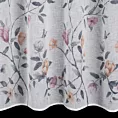 Zasłona biało, różowa z nadrukiem kwiatów z etaminy 140x250 cm przelotka - ANTEA