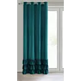 Zasłona ciemnoturkusowa z welwetu zdobiona trzema subtelnymi falbanami 140x250 cm przelotka MEGI